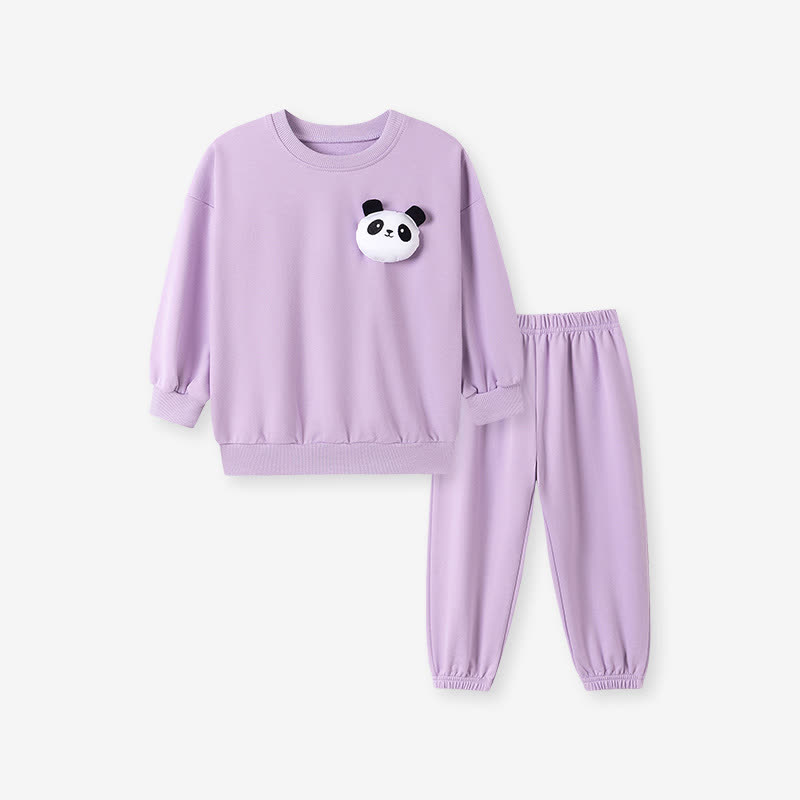2-teiliges Set aus Sweatshirt und Jogginghose mit Cartoon-Applikationen für Kleinkind-Mädchen - Lila - 7Y - image 3