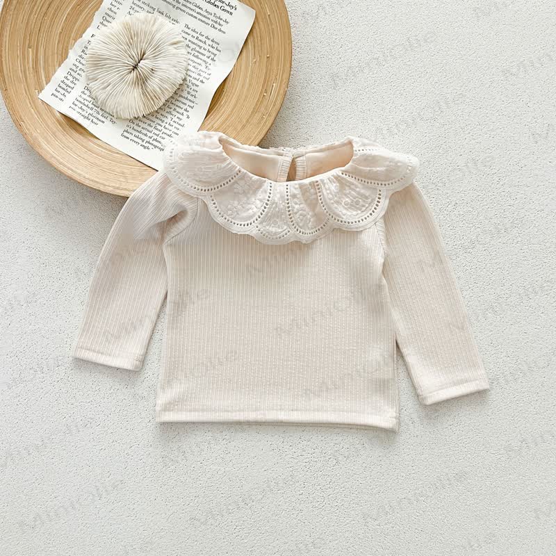Vintage-T-Shirt mit Lace und Gerippt für Kleinkind - Beige - 6-7J - image 7