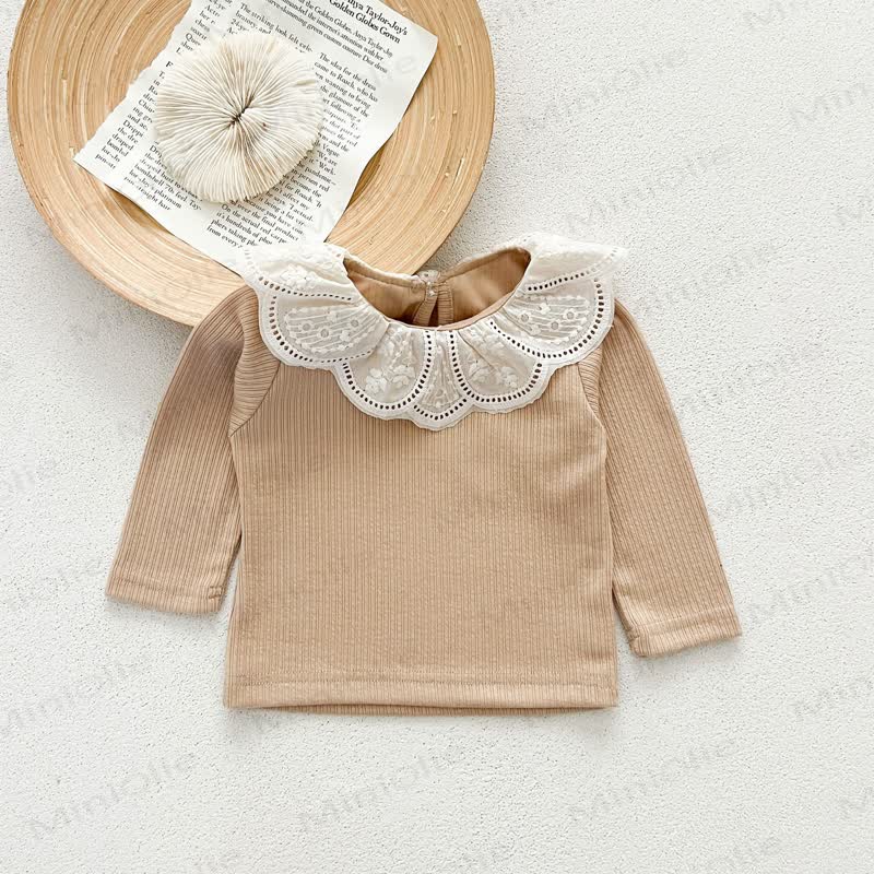 Vintage-T-Shirt mit Lace und Gerippt für Kleinkind - Braun - 6-7J - image 8