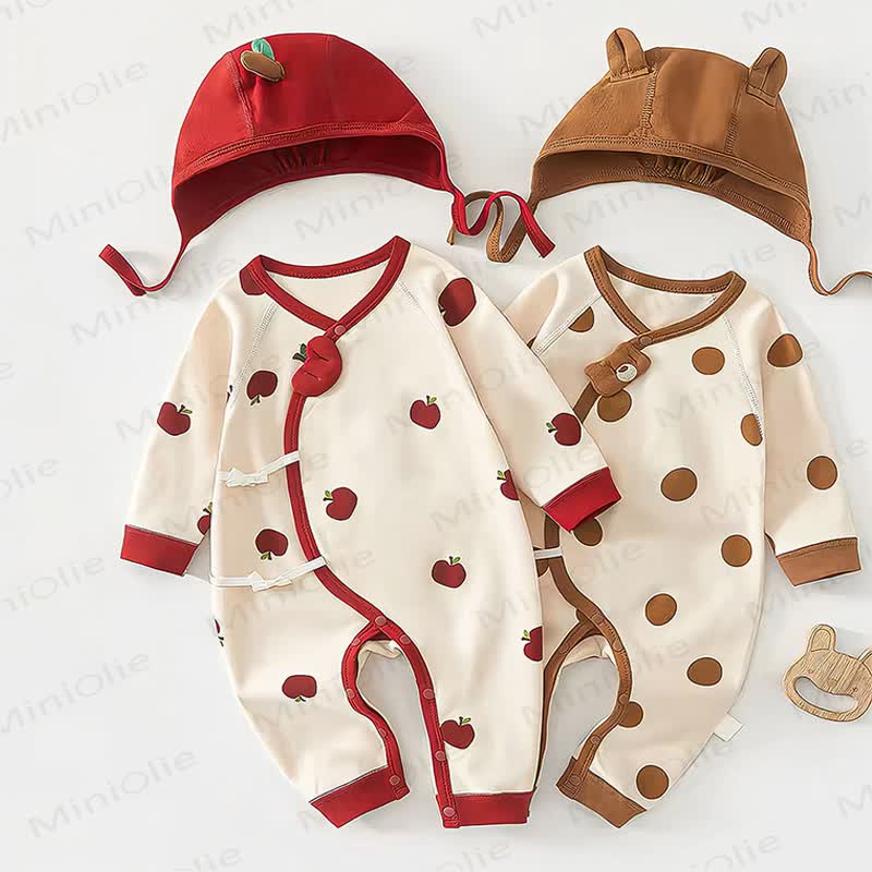 Baby Strampler mit Apfel-/ Bär und Hut - image 1