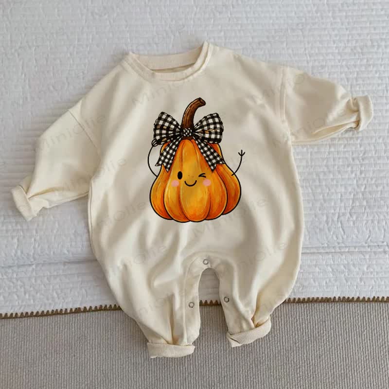 Baby Strampler mit Kürbis - Strampler - Beige - 2-3J - image 1