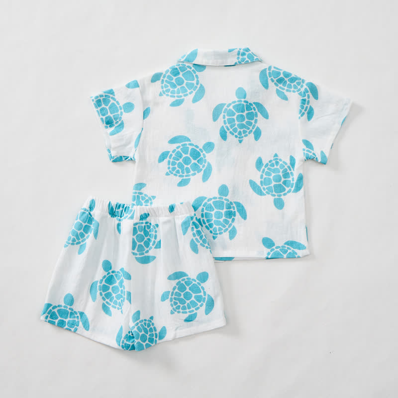 2-teiliges Set aus Baby Kleinkind -Schildkröten-Shirt und Shorts - image 3