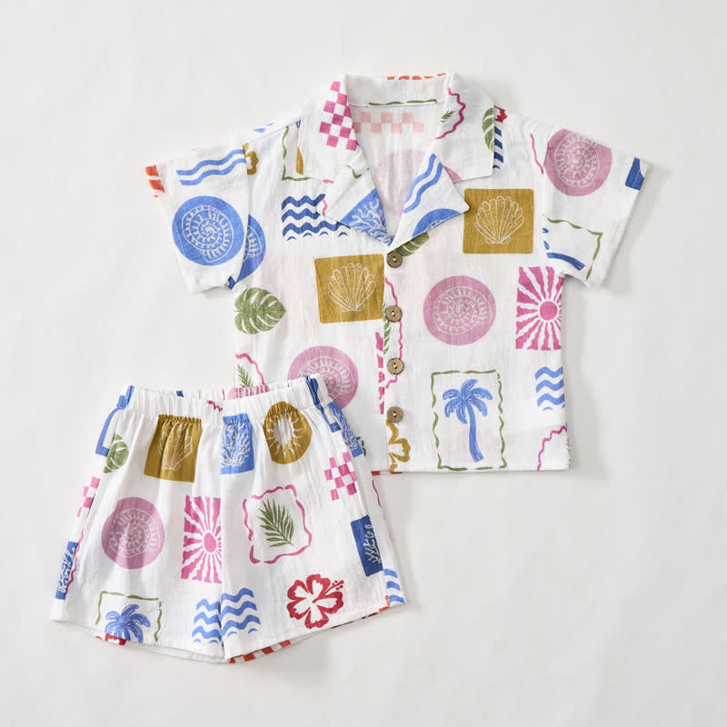 2-teiliges Set für Baby und Kleinkind-Jungen : Hemd und Shorts mit tropischen Pflanze - image 2