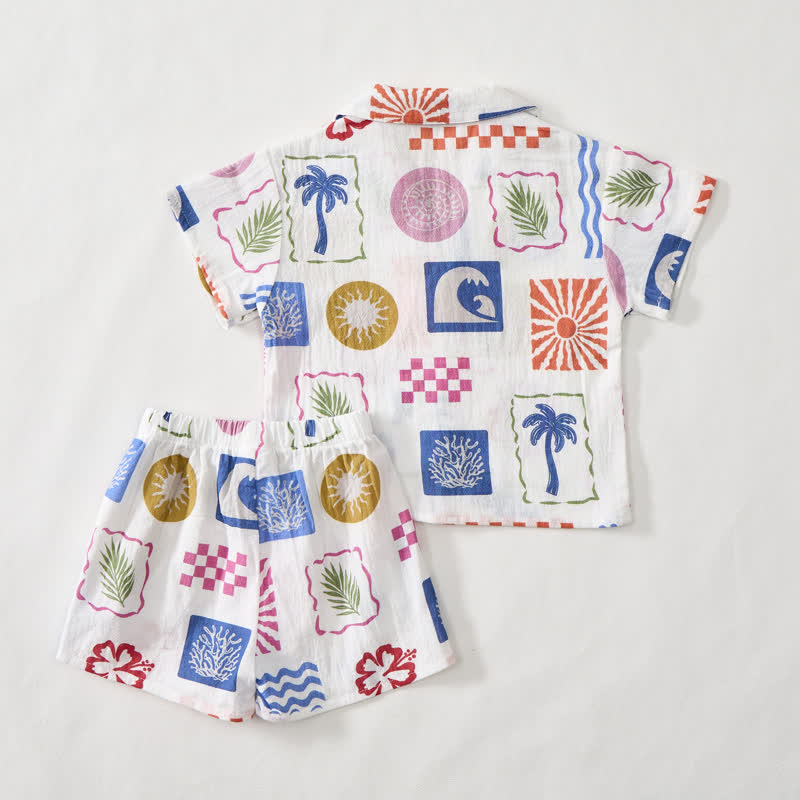 2-teiliges Set für Baby und Kleinkind-Jungen : Hemd und Shorts mit tropischen Pflanze - image 3