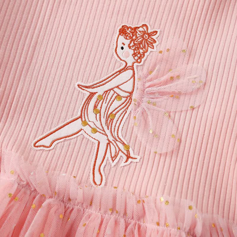 Kleinkind Mädchen Rosa Kleid mit Tanzprinzessinnen-Print , langärmelig, Tüll - image 4