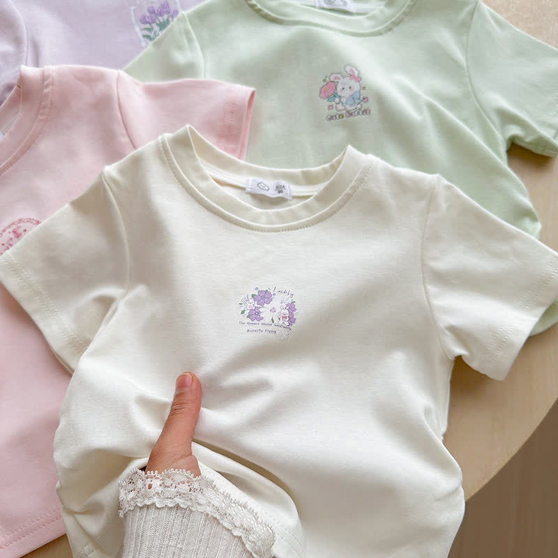 2-teiliges Set für Kleinkind-Mädchen : T-Stück und Hose mit Blume/ Tier - image 8