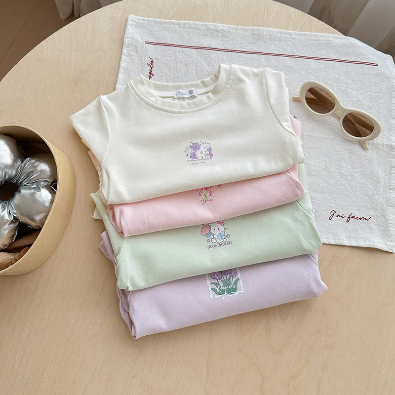 2-teiliges Set für Kleinkind-Mädchen : T-Stück und Hose mit Blume/ Tier - image 6