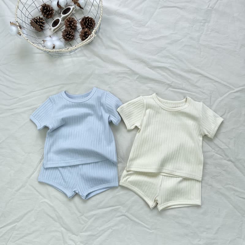 Baby Kleinkind Set aus Gerippt T-Stück und Shorts in Einfarbig , 2-teilig - image 7