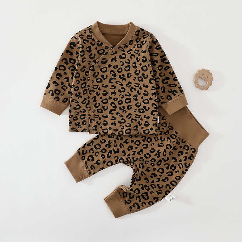 Baby -Pyjama Set mit Leopardenmuster ( Spitze und Hose) , 2-teilig - Braun - 2-3J - image 1