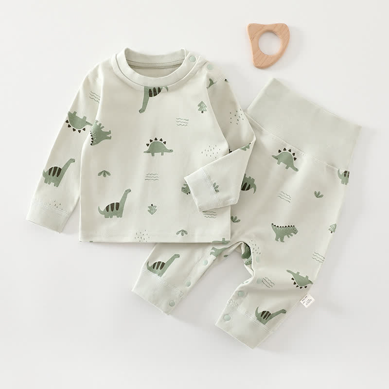 Baby Kleinkind -Pyjama- Set, 2-teilig, Spitze und Hose - Grüner Dino - 2-3J - image 7
