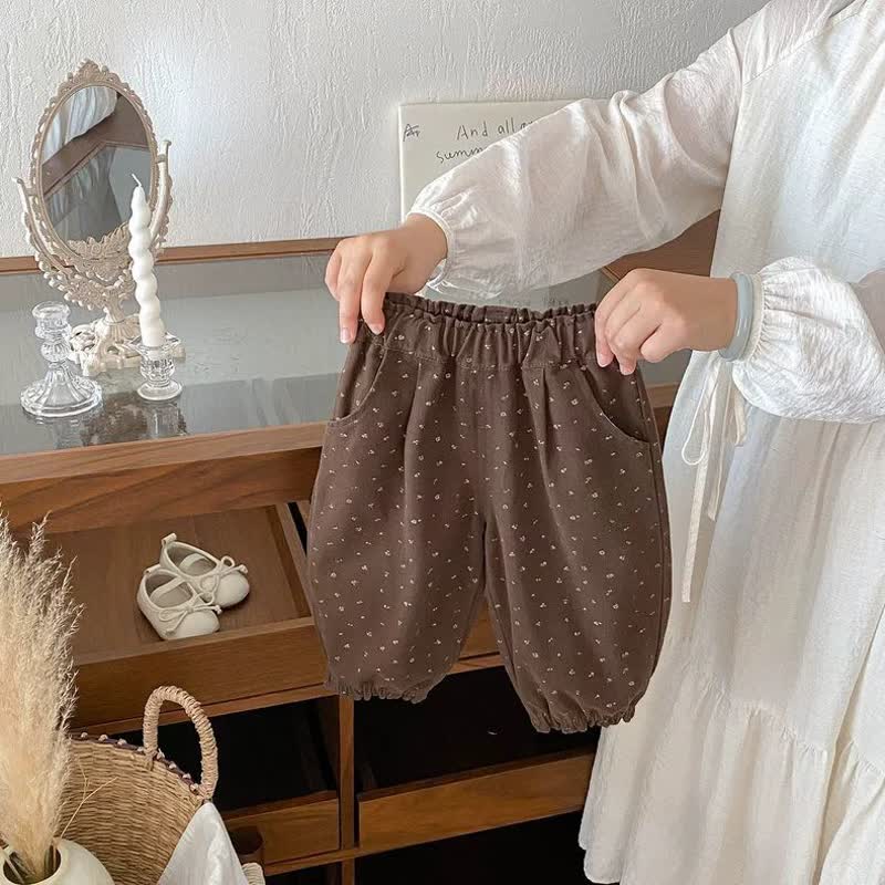 Baby Kleinkind-Mädchen mit Blumen und Hose - Braun - 3-4J - image 2