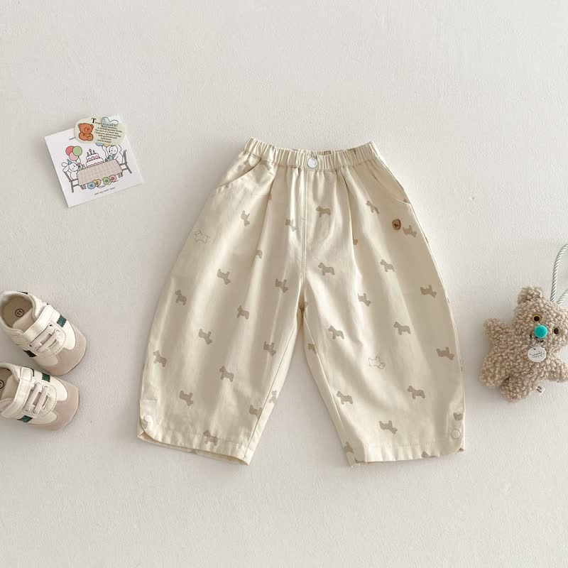 Baby Kleinkind -Hose mit Welpenprint und elastischem Hose - Beige - 4-5J - image 2