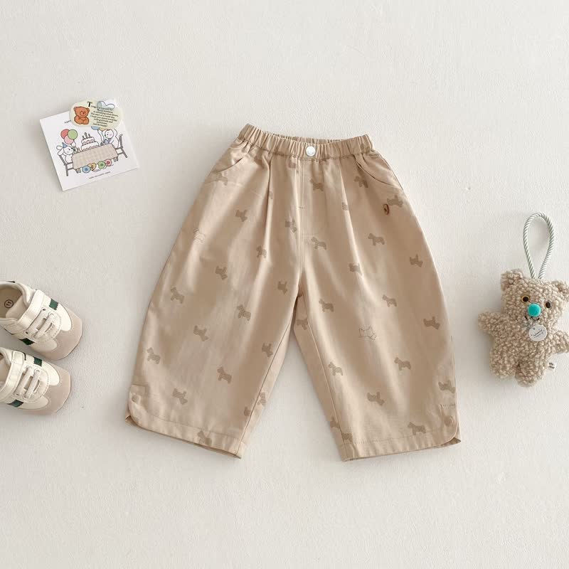 Baby Kleinkind -Hose mit Welpenprint und elastischem Hose - Khaki - 4-5J - image 3