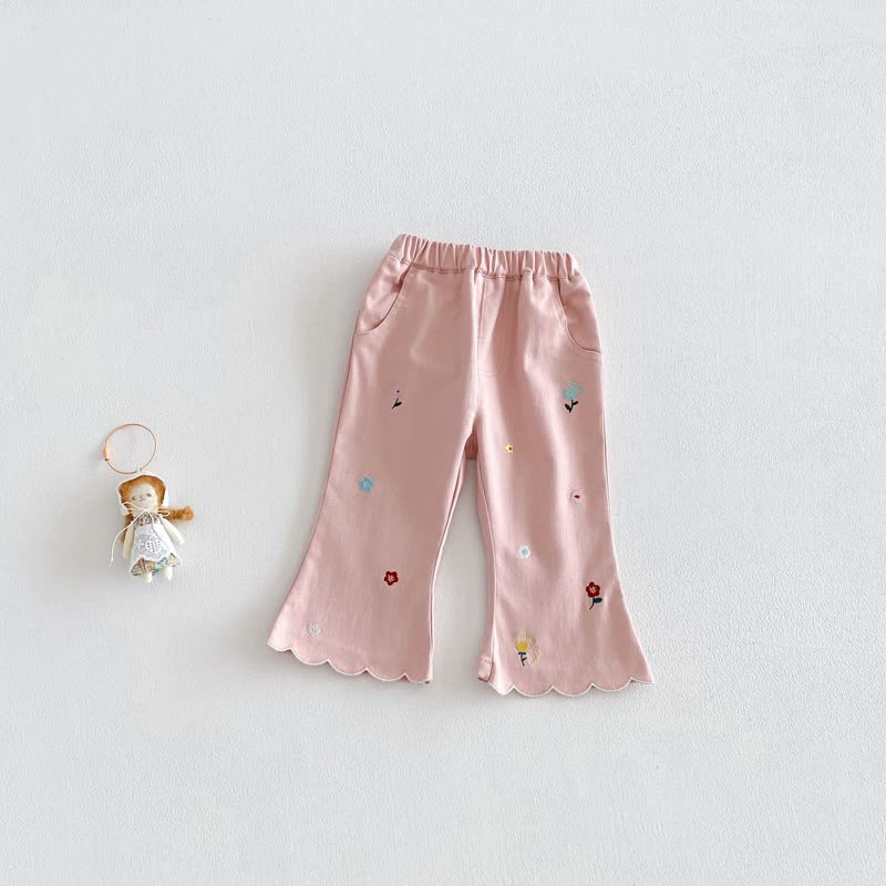 Baby Kleinkind -Mädchen- Hose mit Gestickt und Muschelsaum - Rosa - 4-5J - image 3