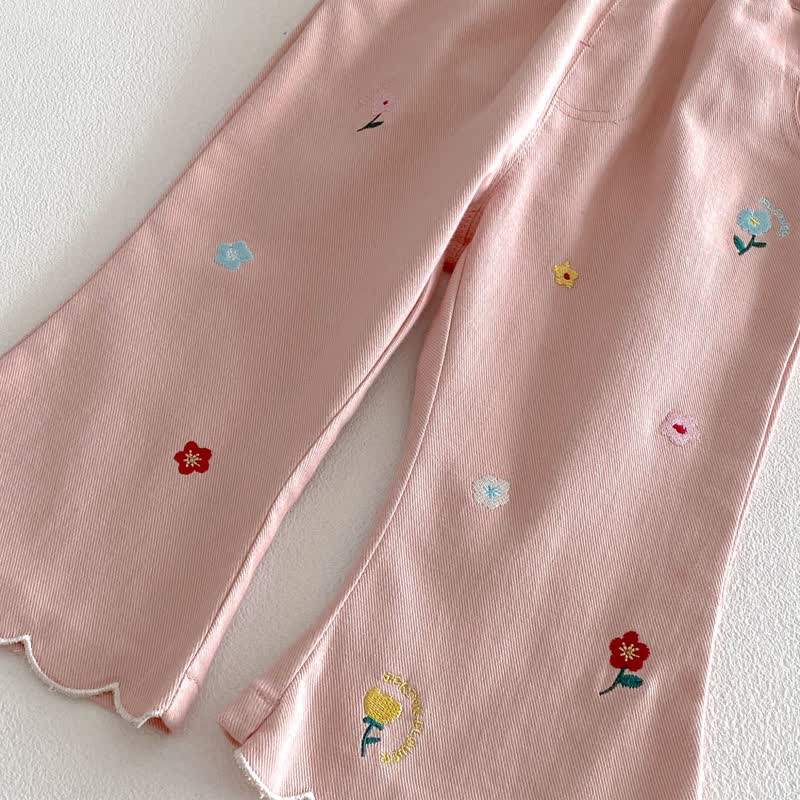 Baby Kleinkind -Mädchen- Hose mit Gestickt und Muschelsaum - image 8