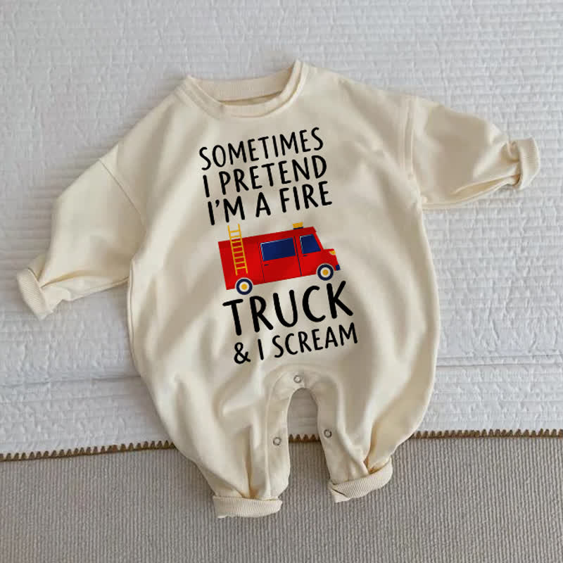 SOMETIMES I PRETEND I'M A FIFR TRUCK & I SCREAM: Baby Beige Strampler - Beige - 2-3J - image 1