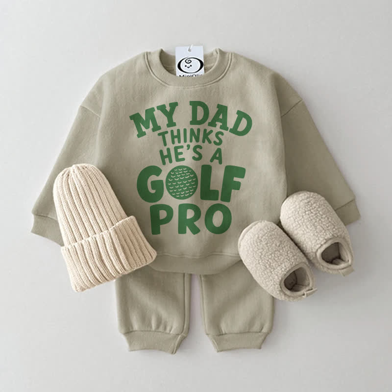 MY DAD THINKS HE'S A GOLF PRO – Baby Grau Grün Sweatshirt -2-teiliges Set - Grau Grün - 2-3J - image 1
