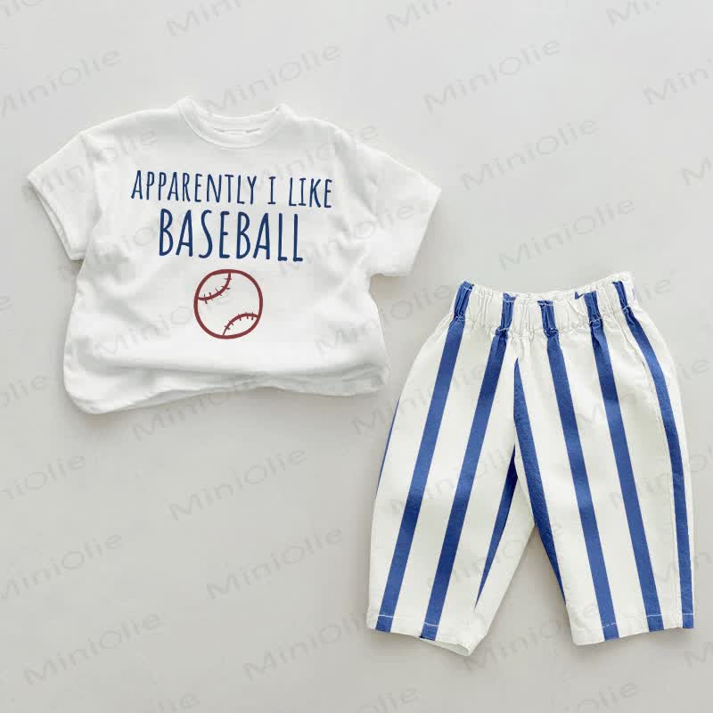 OFFENBAR WIE BASEBALL Baby Blau 2- Streifen Set - Weiß & Blau - 2-3J - image 1