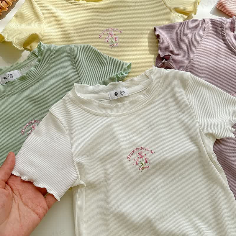 Gerippt Blumen -T-Shirt für Kleinkind - image 6