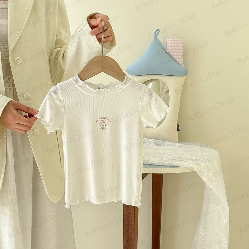 Gerippt Blumen -T-Shirt für Kleinkind - Weiß - 10-11J - image 5