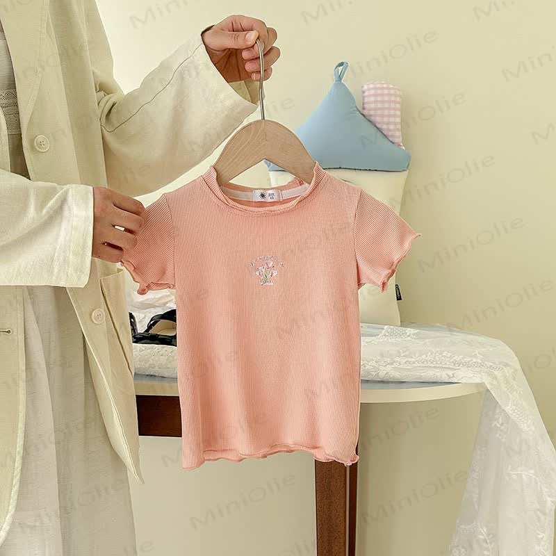 Gerippt Blumen -T-Shirt für Kleinkind - Rosa - 10-11J - image 7