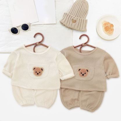 Baby Bär Pocket Waffel Spitze und Hose 2-teiliges Set - image 1