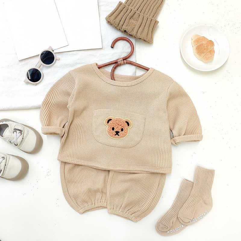 Baby Bär Pocket Waffel Spitze und Hose 2-teiliges Set - Braun - 2-3J - image 2