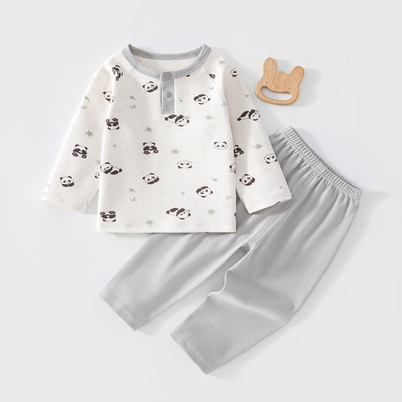 2- Set Schlafanzug für Baby mit Tier/ Pflanze , Spitze und Hose - Grau - 5-6J - image 2