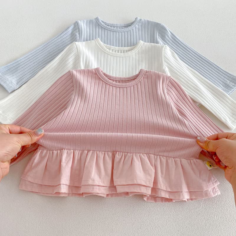 Baby Set , Einfarbig, langärmelig, mit Schößchen, Spitze und Hose, 2-teilig - image 9