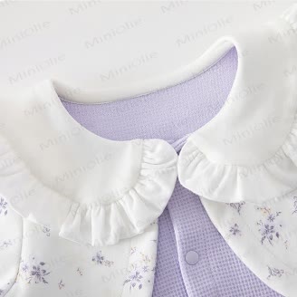 Baby Blumen mit Blumenmuster, Rüschenkragen und langen Ärmeln aus Waffel - image 2