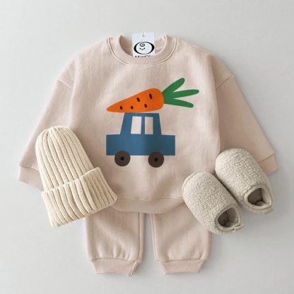 Baby und Auto Beige Karotte Sweatshirt -teiliges Set - Beige - 2-3J - image 1