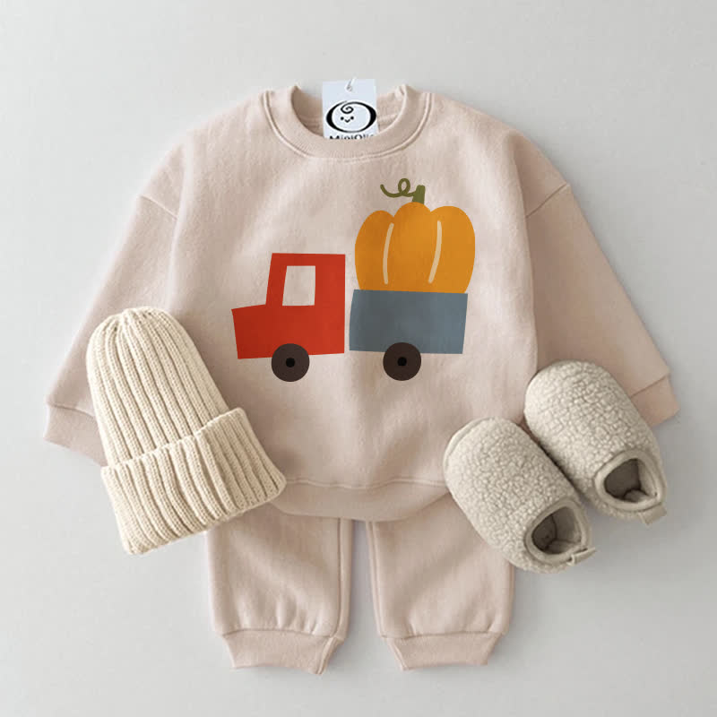 Baby Pumpkin und Auto Beige Sweatshirt 2-teiliges Set - Beige - 2-3J - image 1