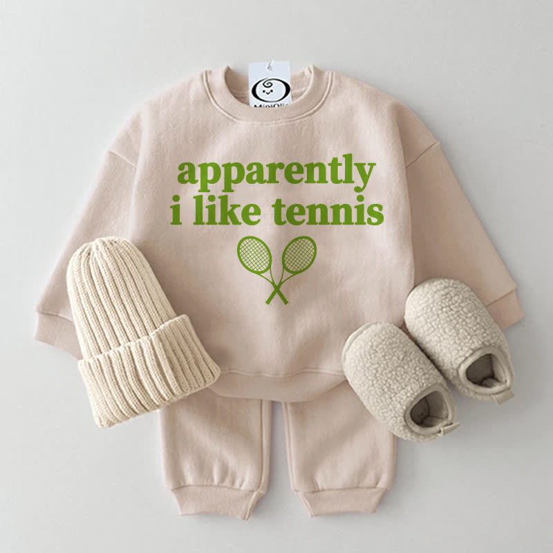 APPARENTLY I LIKE TENNIS Baby Beige Sweatshirt 2-teiliges Set - Beige - 2-3J - image 1