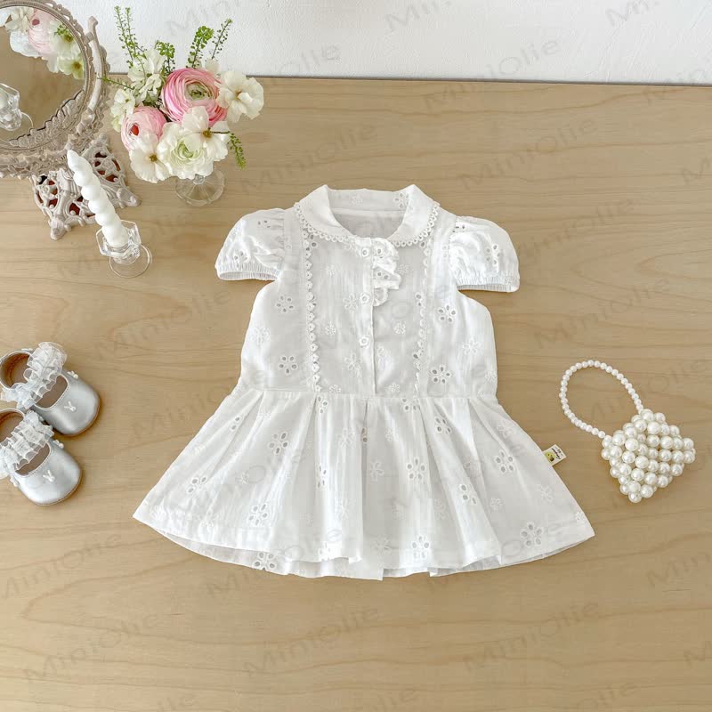Vintage- Kleid für Baby mit hohlen Puffärmeln - image 2