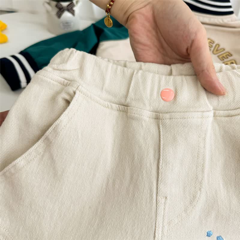 Beige für Kleinkind-Jungen, mit verspieltem Zugaufnäher, elastischem Hose - image 3