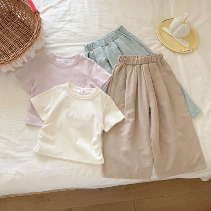 2-teiliges Set für Kinder-Mädchen : Gerippt T-Stück und Hose - image 7