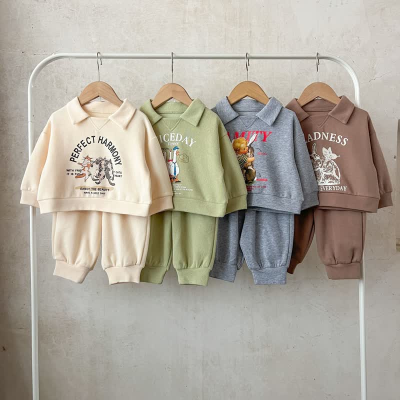 Kleinkind Baby Sweatshirt mit Tier und Hose mit Bündchen, 2-teiliges Set - image 1