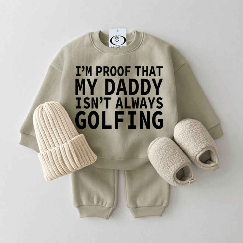 I'M PROOF THAT MY DADDY ISN'T ALWAYS GOLFING! Baby Grau Grün Sweatshirt, 2-teiliges Set - Grau Grün - 2-3J - image 1