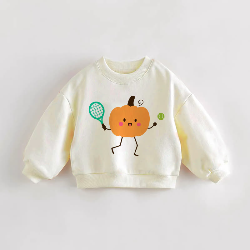Baby Kleinkind Sweatshirt in Kürbis- und Tenniscreme - Creme - 3-5J - image 1