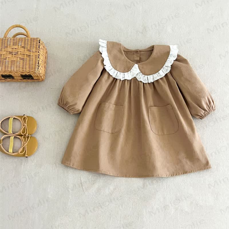 Kleid mit Lace für Kleinkind - Khaki - 6-7J - image 5