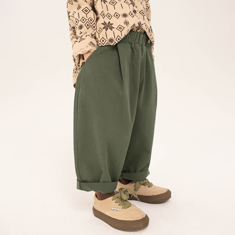 Kleinkind-Jungen, Einfarbig, locker geschnitten, mit umgeschlagenem Saum und weitem Hose - Grün - 8-9J - image 3