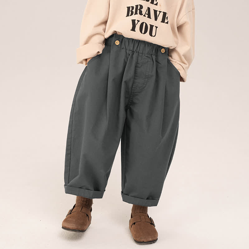Kleinkind-Jungen, Einfarbig, locker geschnitten, mit umgeschlagenem Saum und weitem Hose - Grau - 8-9J - image 2