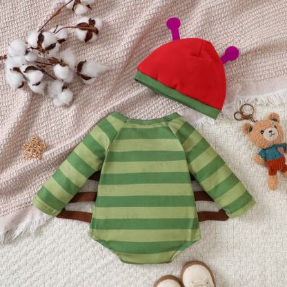 Baby Bodysuit mit grünen Streifen und Hut - image 2