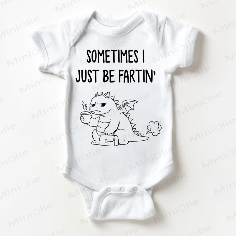 SOMETIMES I JUST BE FARTIN' Baby White Dino Bodysuit - Weiß - 18-24M - image 1