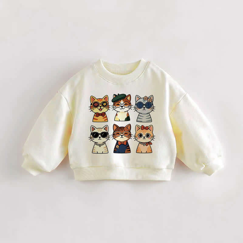Baby Kleinkind Sweatshirt mit Cartoon-Katze - Creme - 3-5J - image 1