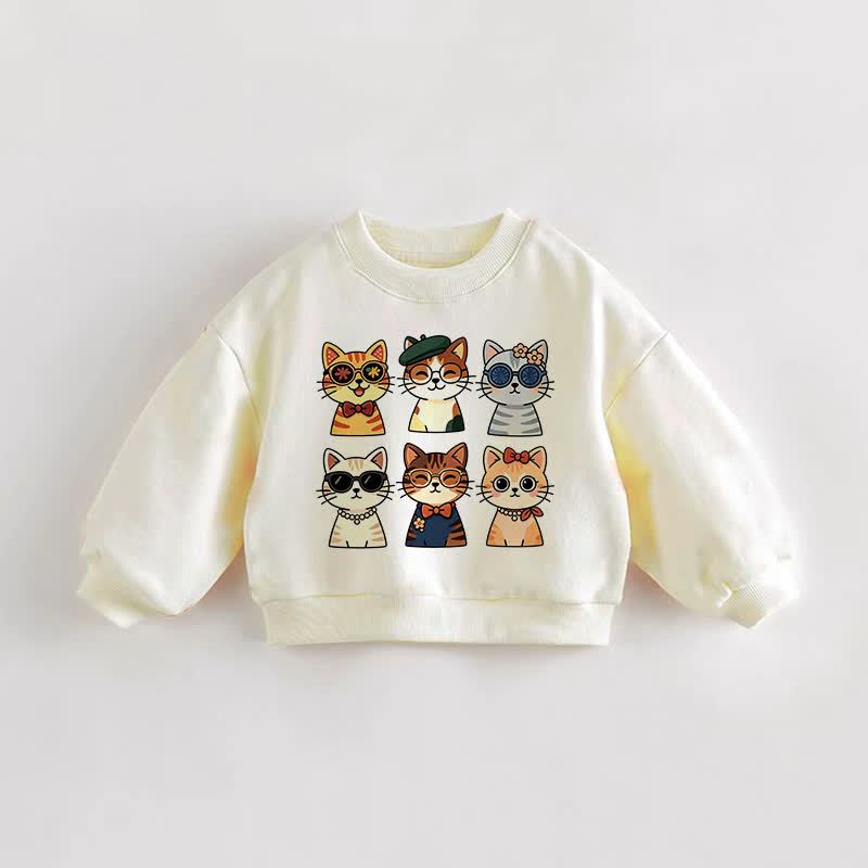 Baby Kleinkind Sweatshirt mit Cartoon-Katze - Creme - 3-5J - image 1