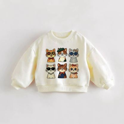 Baby Kleinkind Sweatshirt mit Cartoon-Katze - Creme - 3-5J - image 1