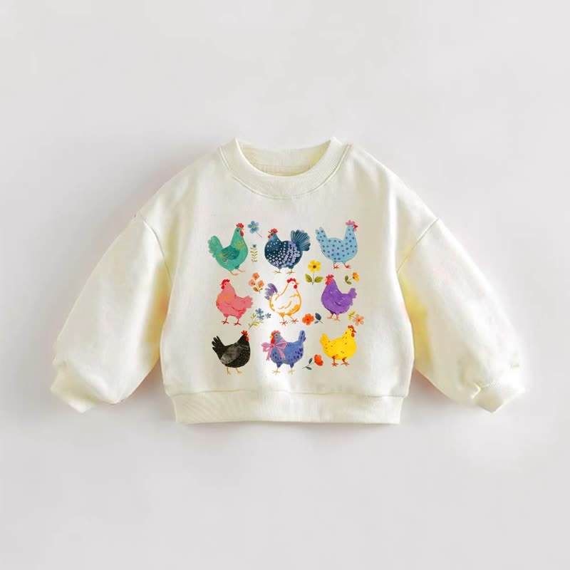 Baby Kleinkind - Sweatshirt mit mehrfarbigem Hühnerprint in Creme - Creme - 3-5J - image 1