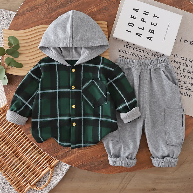 Set mit Vintage- Tier und Smiley Gesichtern für Kleinkind - Grün Plaid 2-teiliges Set - 4-5J - image 20