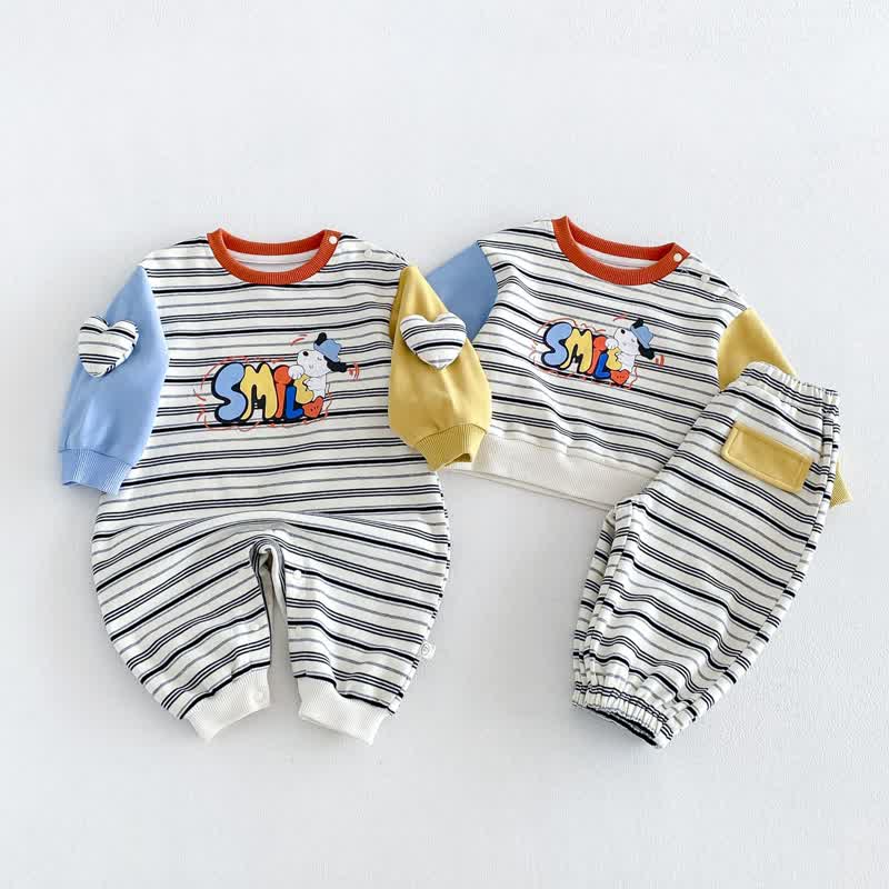 SMILE Baby Strampler mit Farbblockstreifen / Set - image 3